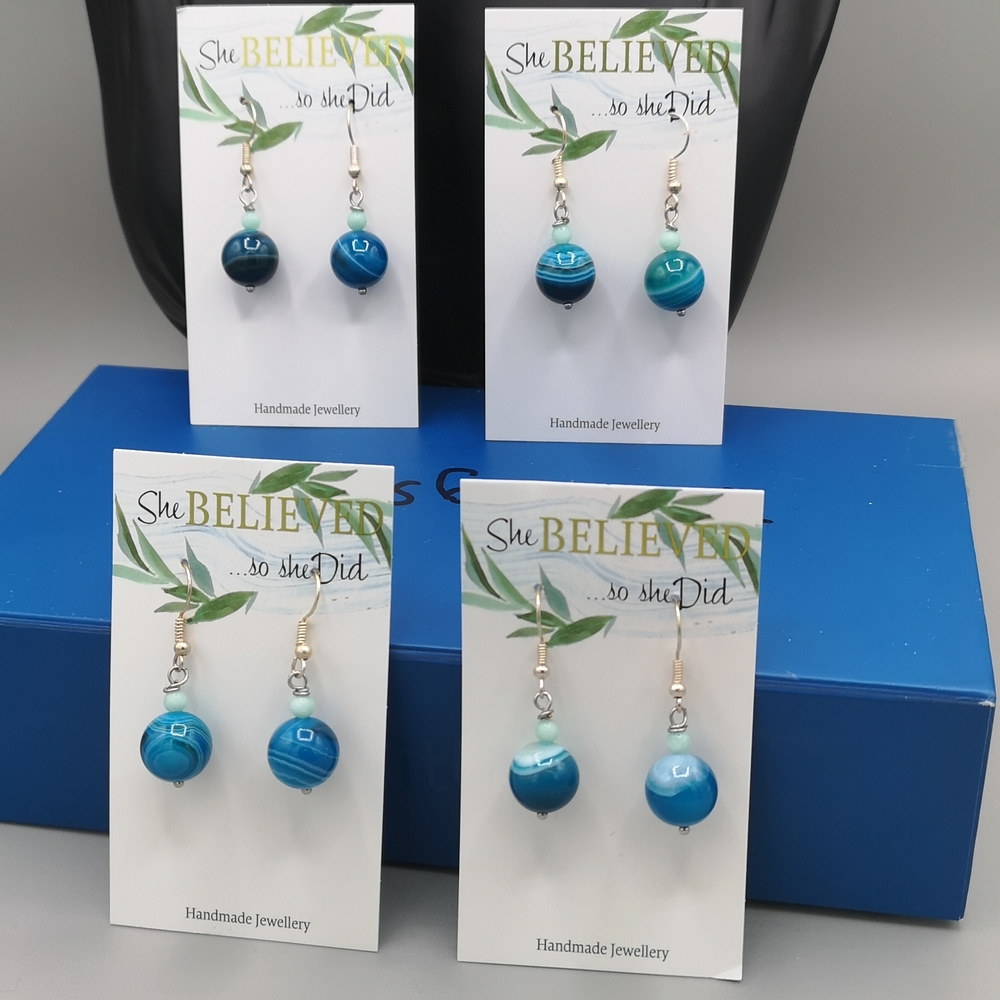 Blue Crazy Lace Agate Earrings